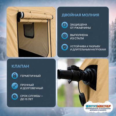 Зимняя пневмокаркасная палатка для рыбалки «Ледяной привал», 4,7×3,2×2,2 м