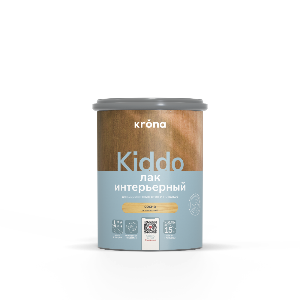 Лак интерьерный KRONA KIDDO сосна 0,75 л
