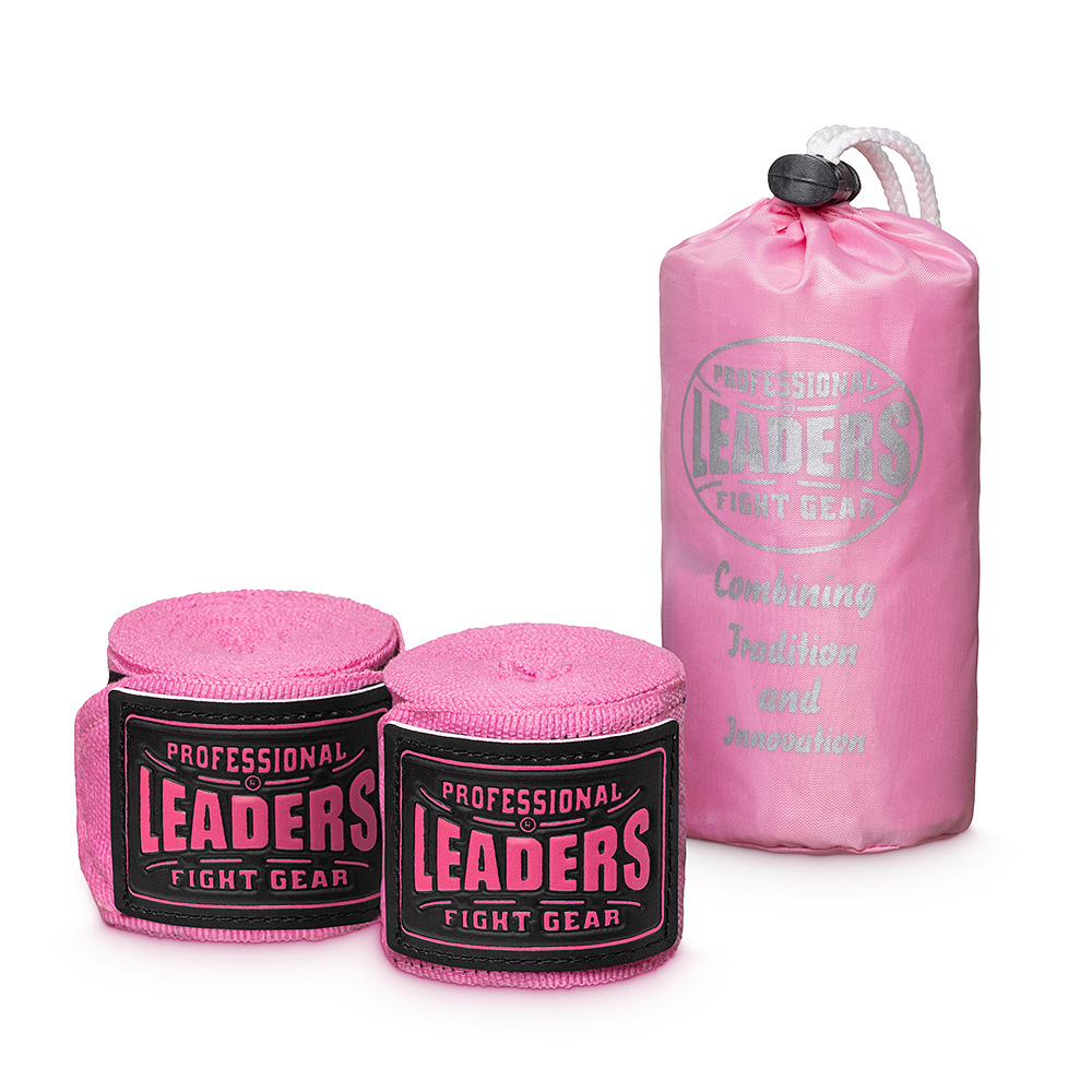 Бинты боксерские Leaders PRO розовые 4.5 м.