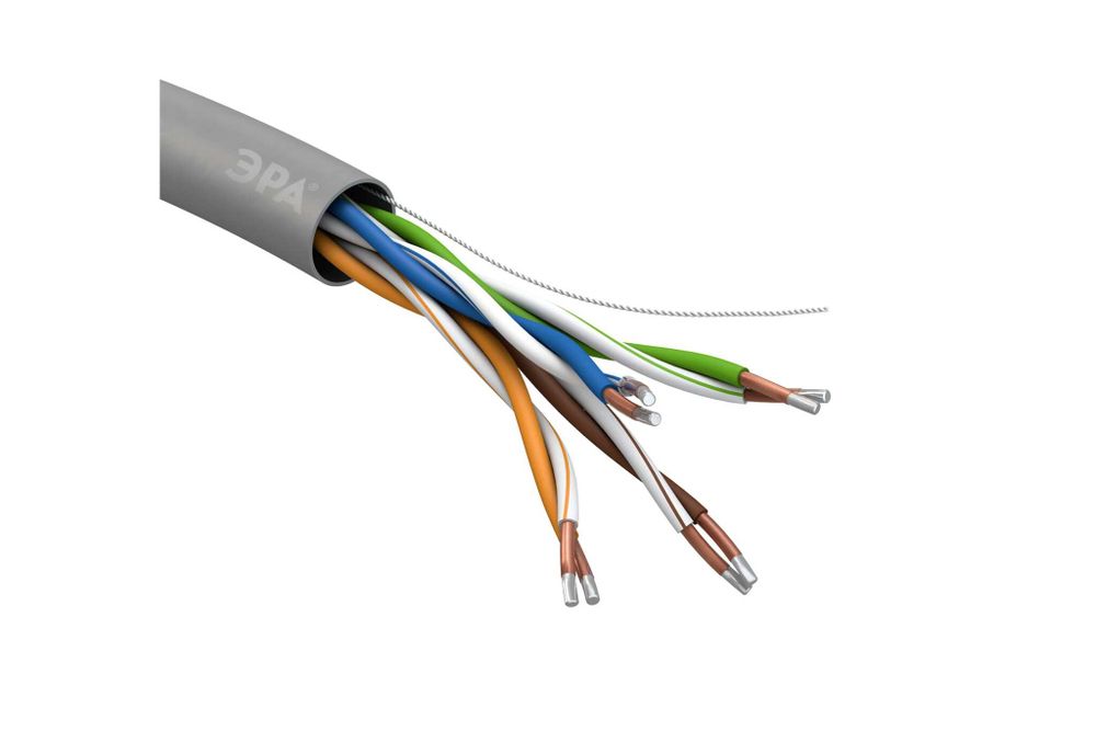 Кабель витая пара ЭРА U/UTP, 4x2x24AWG, Cat5e, CCA, PVC, 50м, SIMPLE, 12/3 Б0044438