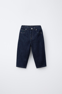 ZARA ДЖИНСЫ BAGGY В ПОЛОСКУ, СИНИЙ