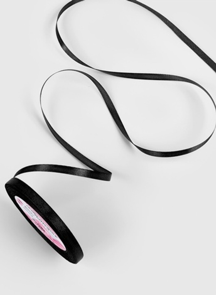 Лента атласная, 6 мм, 23±1 м, чёрная №39