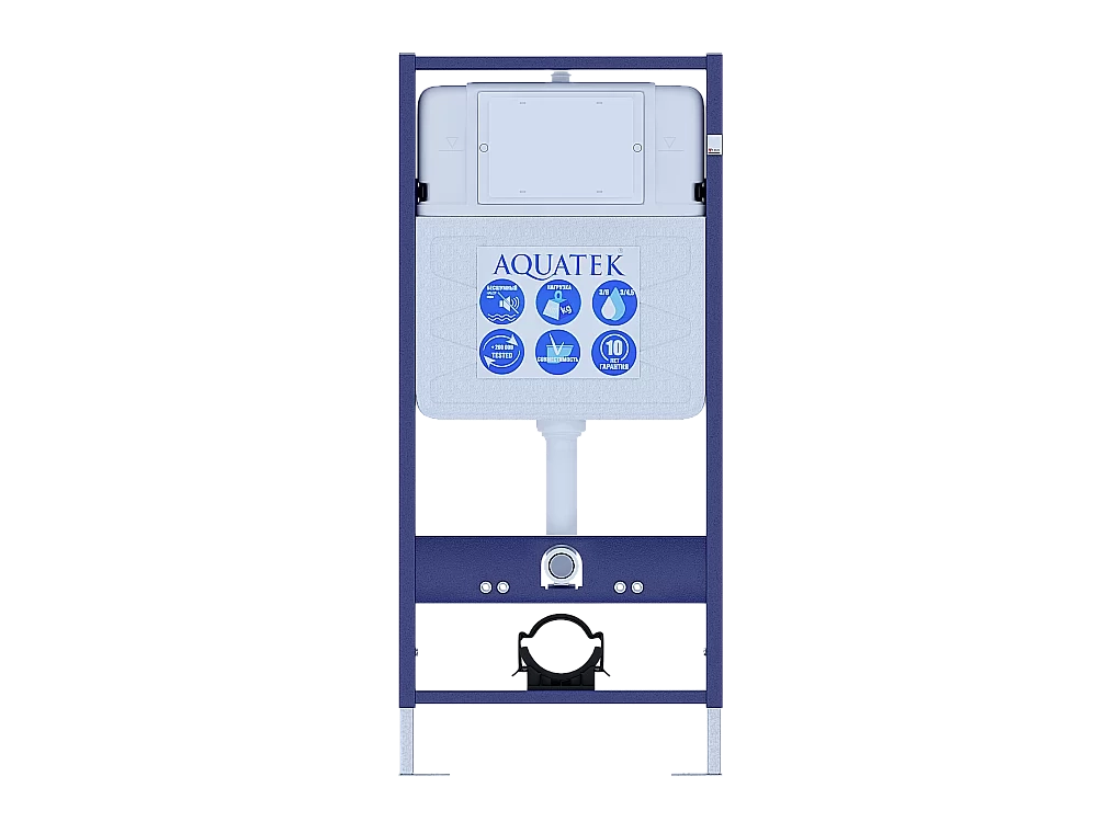 Унитаз с инсталляцией Aquatek Лугано SET AQUATEK ЛУГАНО 4в1 с кнопкой хром глянцевый, с крышкой микролифт, безободковый