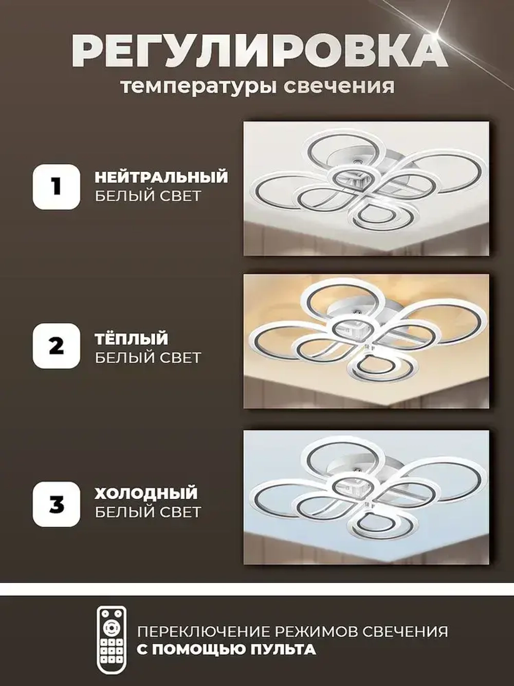 Люстра потолочная светодиодная Classmark, металл и акрил, регулировка яркости, пульт дистанционного управления, 7 цветов подсветки, RGB, белый