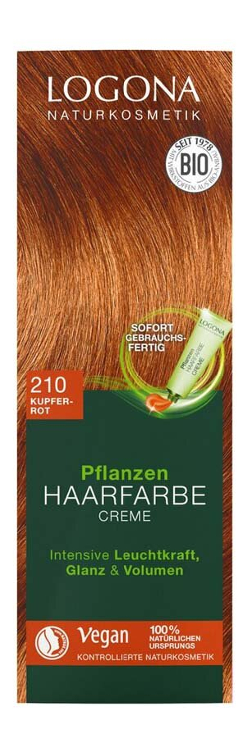Растительная краска для волос Logona, кремово-медно-красный цвет., 150 мл