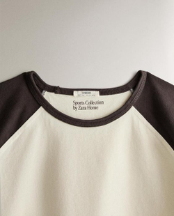 ZARA HOME ДВУХЦВЕТНАЯ ХЛОПКОВАЯ ФУТБОЛКА, ЭКРЮ