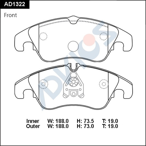 Дисковые тормозные колодки ADVICS (еврокерамика) передние AD1322