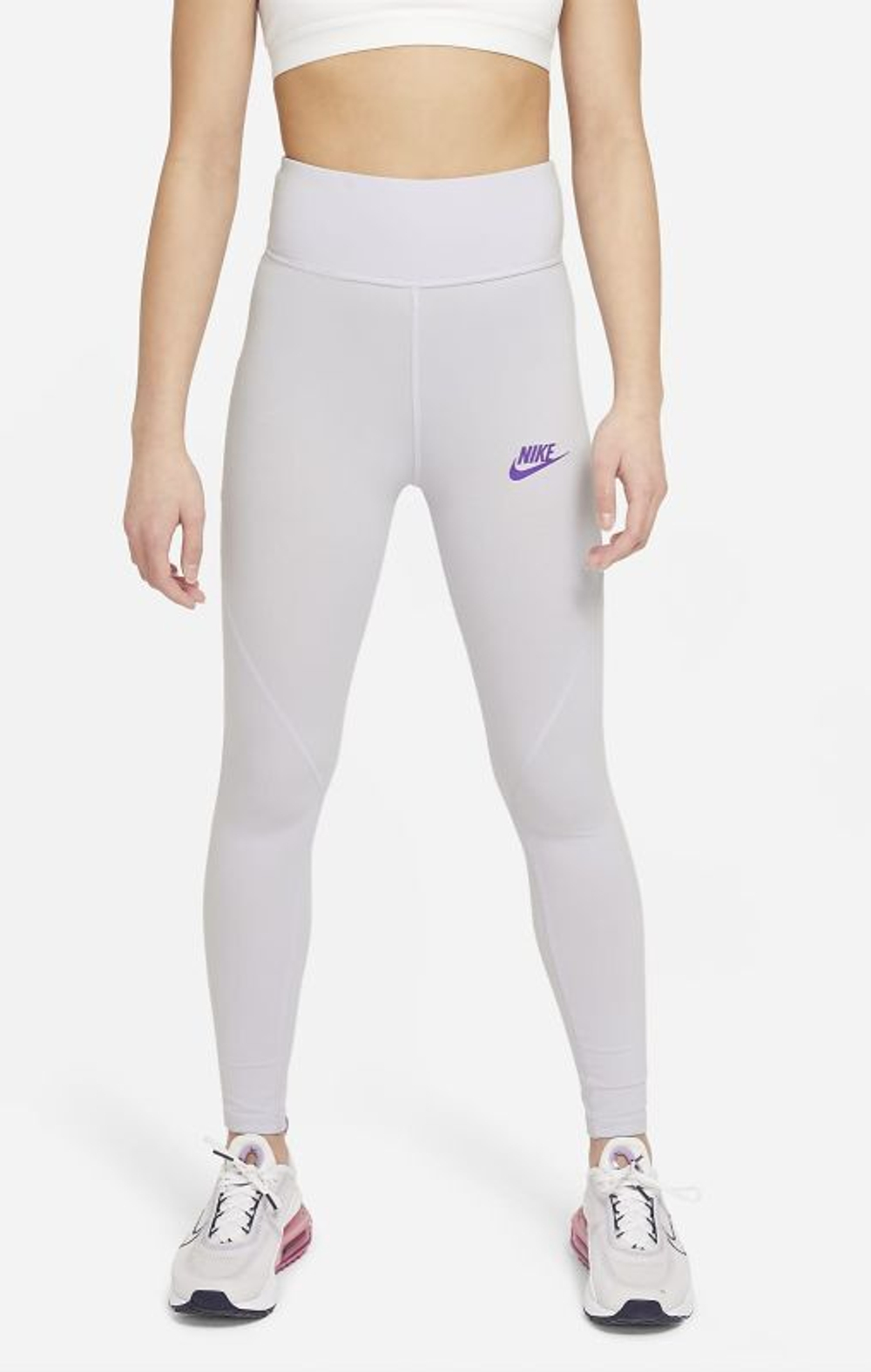 Штаны для девочки теннисные Nike Sportswear Favorites Graphix High-Waist Legging G - purple chalk/wild berry