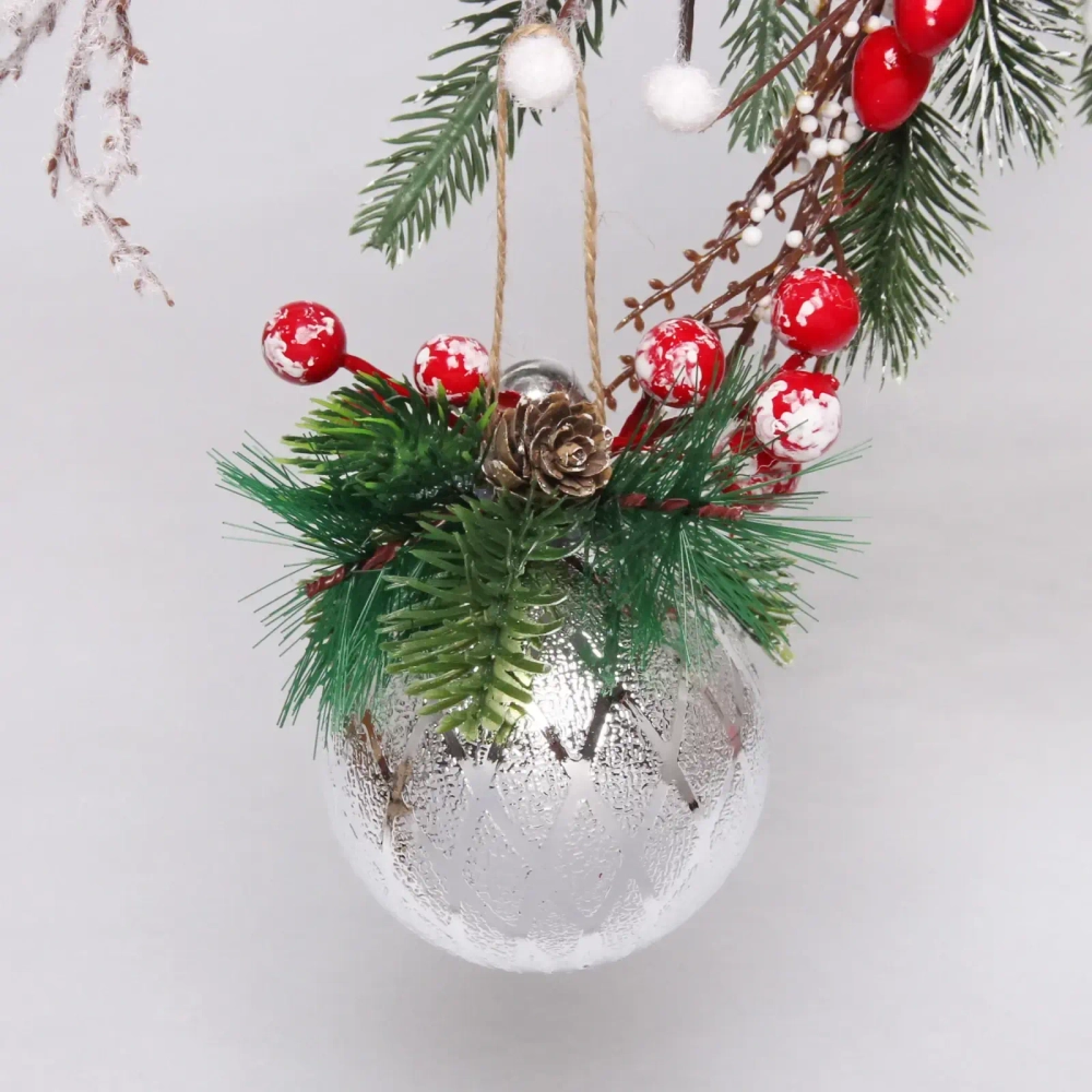 Новогодний шар «Лесная сказка» 8 см, Серебро