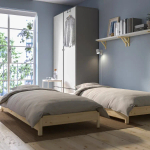 Складная кровать с 2 матрасами - IKEA UTÅKER/UTAKER, 200х80 см, матрас жесткий, сосна, УТОКЕР ИКЕА