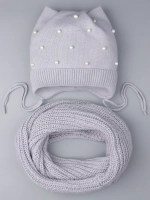 Шапка для девочки осенняя и снуд ушками