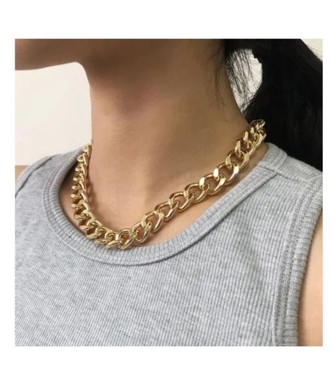 Цепочка толстая бижутерия, цвет золотой