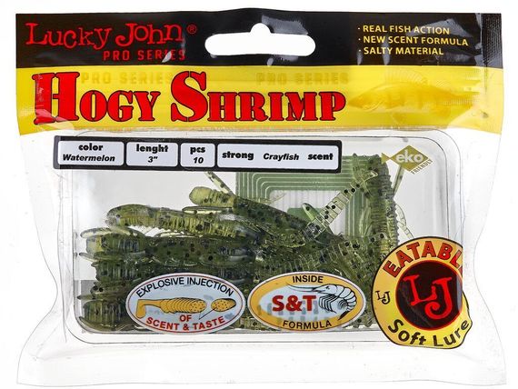 Виброхвосты съедобные LJ Pro Series HOGY SHRIMP 3.0in (7,6 см), цв. PA01, 10 шт.