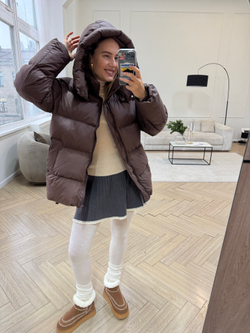 Пуховик Рокет миди шоколад