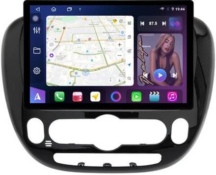 Магнитола для KIA Soul 2 2014-2019 (климат на штатном экране) - FarCar BX877 монитор 13" 2K QLED на Android 13, TS10, 6+128, CarPlay, 4G SIM-слот