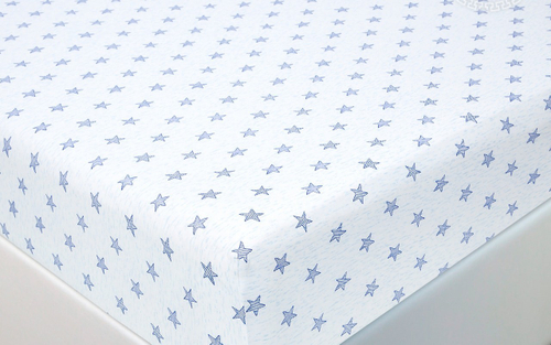 Простынь на резинке Звезды (голубой)
