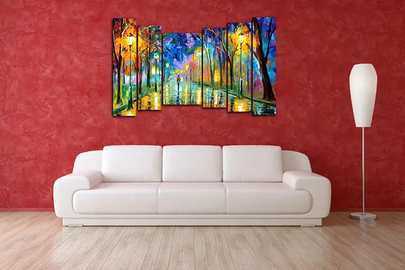 Модульная картина "Одинокая прогулка в парке"