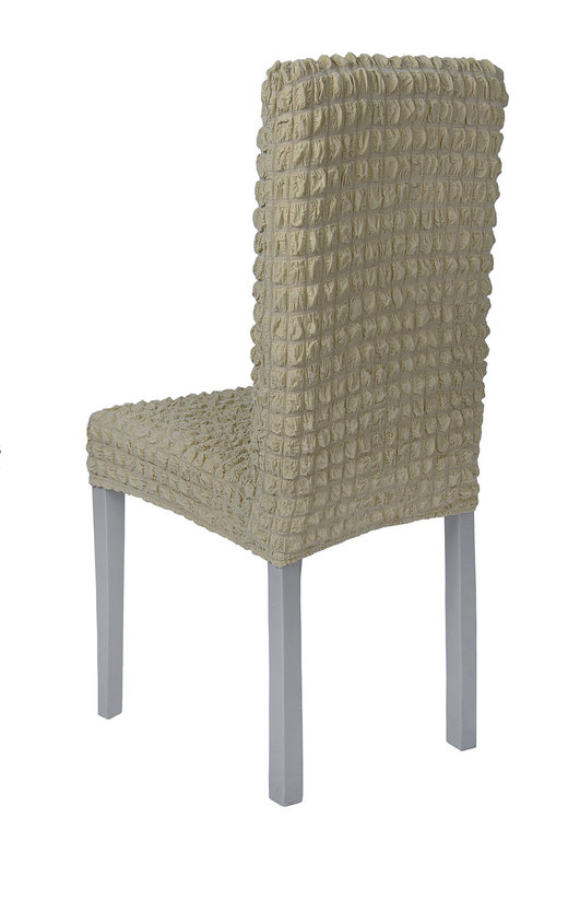 Чехол на стул без оборки со спинкой, цвет Бежевый, Набор 4 шт.