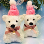 Ёлочные игрушки «Мишутка розовая шапочка» 12 см (набор 2 шт)