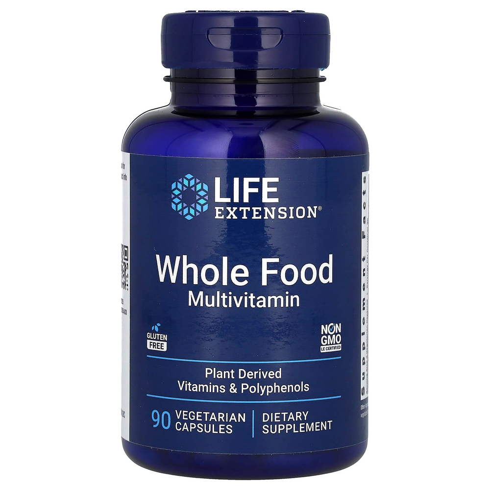 Life Extension, мультивитамины из цельных продуктов, 90 вегетарианских капсул