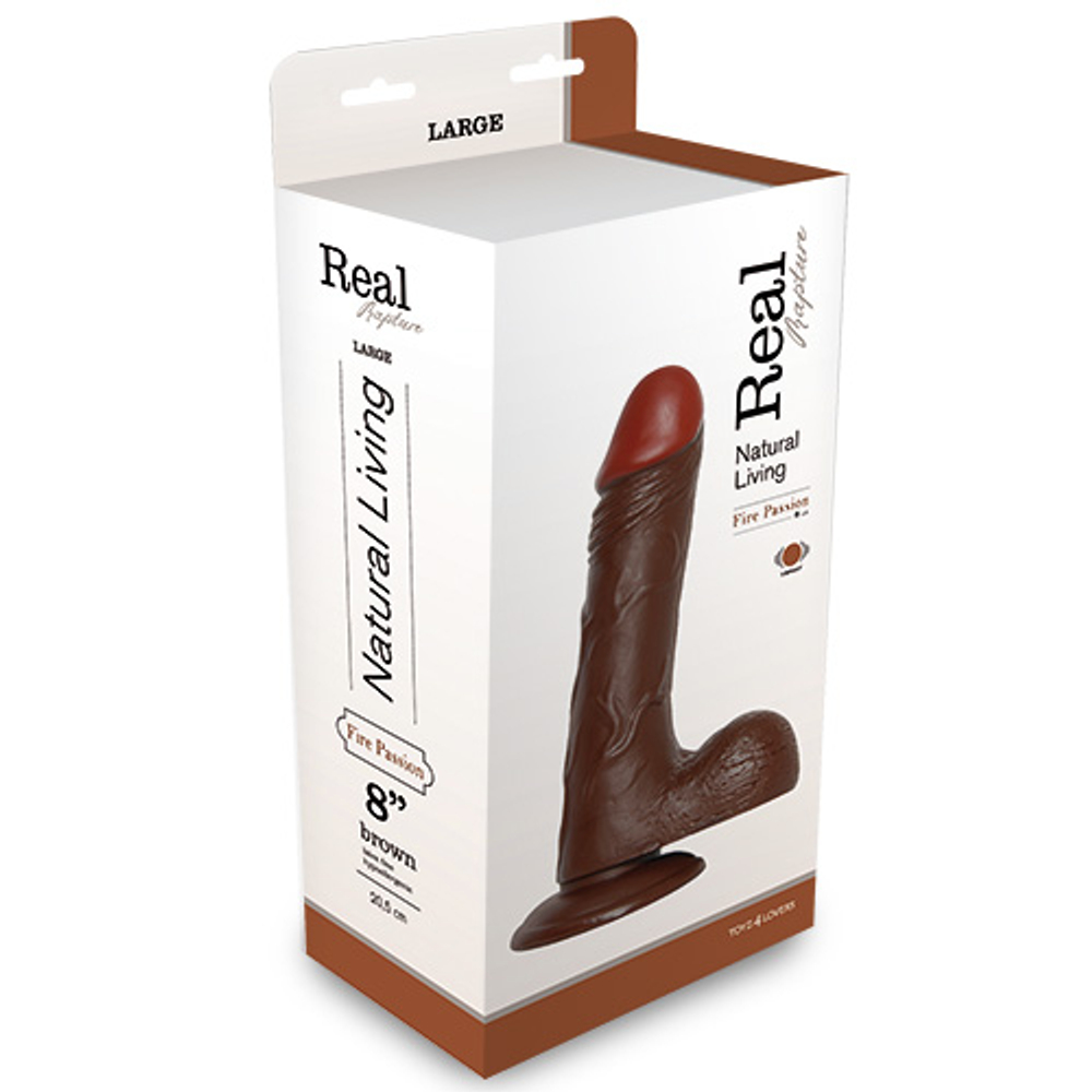 Коричневый вибратор REALISTIC VIBRATOR REAL RAPTURE BROWN - 23 см. (Цвет: коричневый)