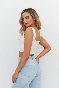 Кроп топ кремовый