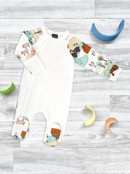 Комбинезон Mjölk Sleep and Play Ферма, с рукавом реглан, уценка