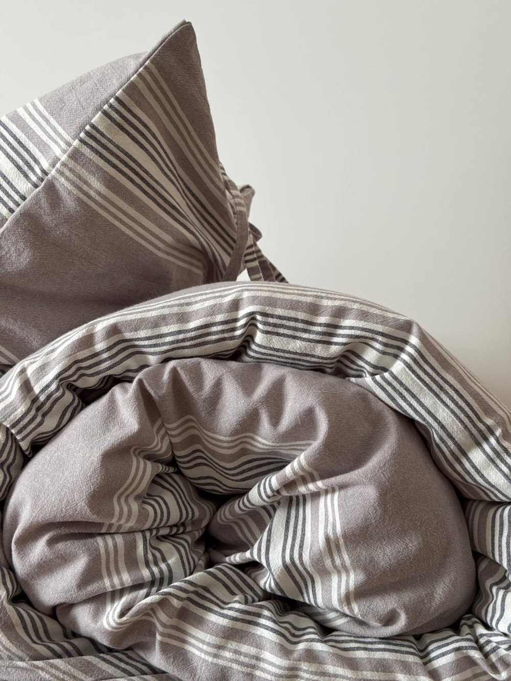 КПБ 2 сп ВАРЕНЫЙ ХЛОПОК "Широкая серая полоса"