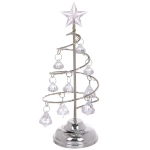 Сувенир с подсветкой «Елочка Хрустальная» 18 см, диаметр 8 см, основание-серебро, свечение белое, хрусталик Белый (работает от батареек 3 LR44)