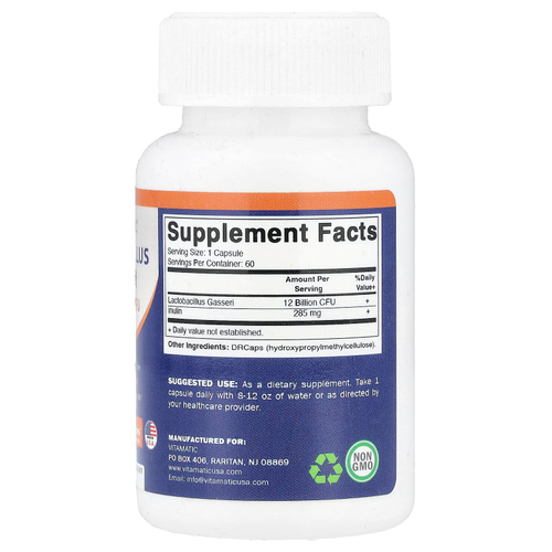 Vitamatic, Lactobacillus Gasseri, 60 капсул с гипромеллозой DRcaps®