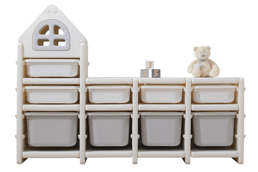Стеллаж для игрушек UNIX Kids 9 ящиков Grey