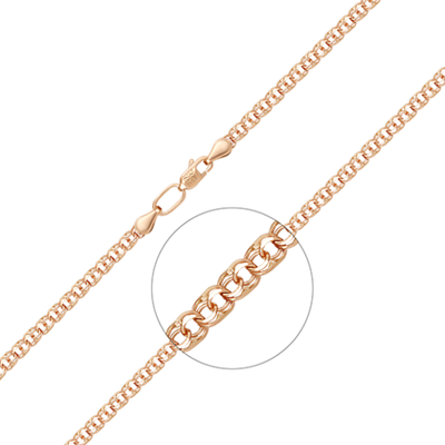 Браслет из красного золота с алмазной гранью (плетение «Бисмарк»)