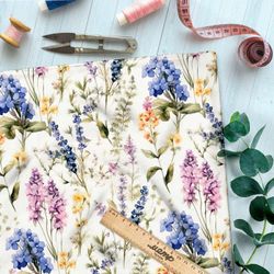 Ткань премиум дюспо акварельная гербария