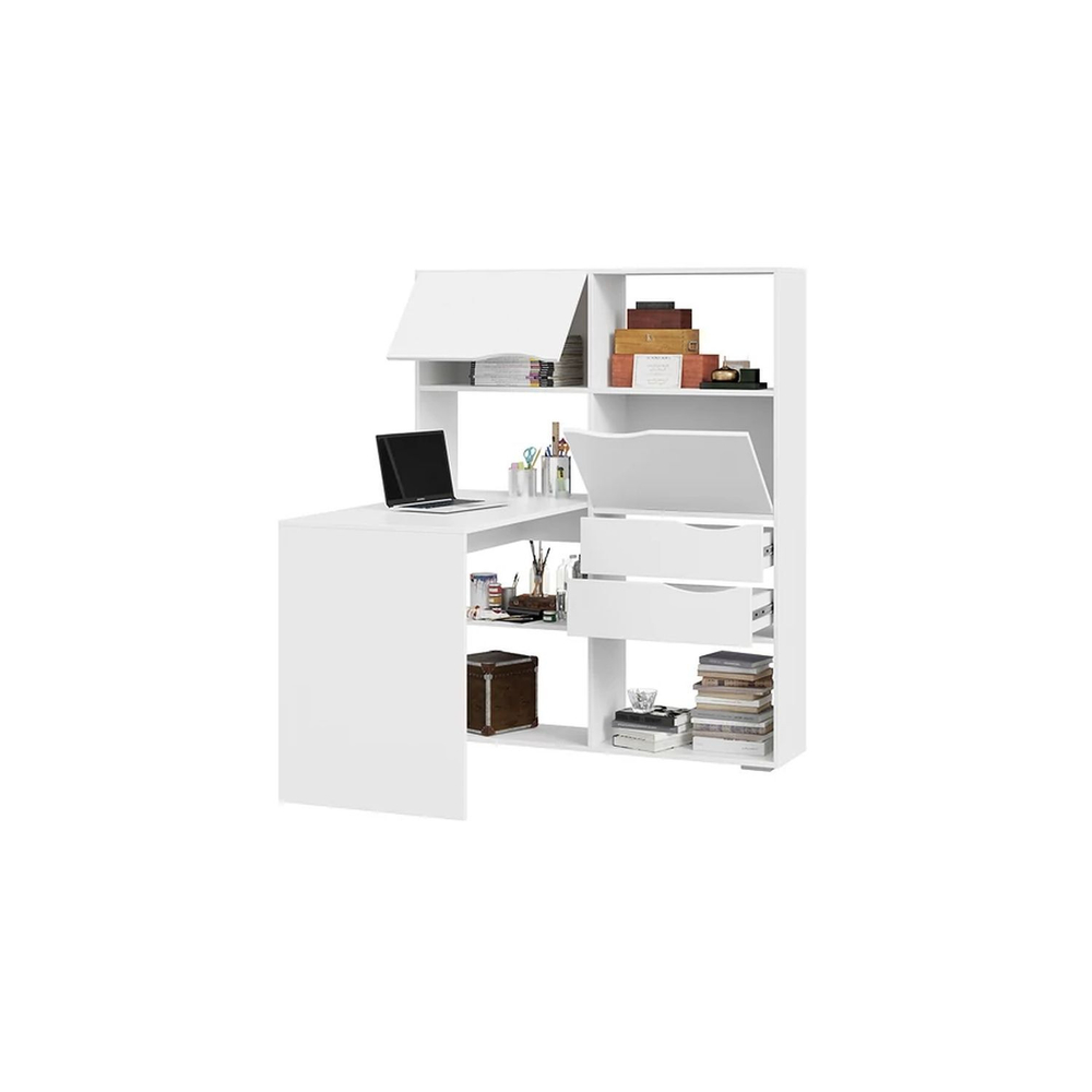 Стол письменный угловой с ящиками Дуб Сонома/Графит Серый, Тип 7, 114,8х110х143,2 см