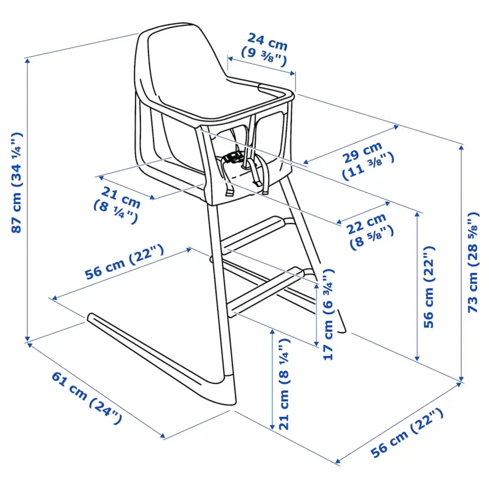 Стульчик для кормления - IKEA LANGUR/ЛАНГУР ИКЕА, 87х56 см,  белый