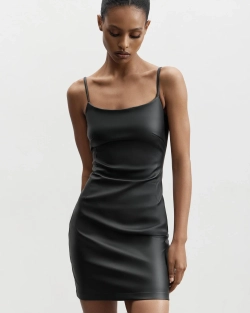 Платье мини из экокожи