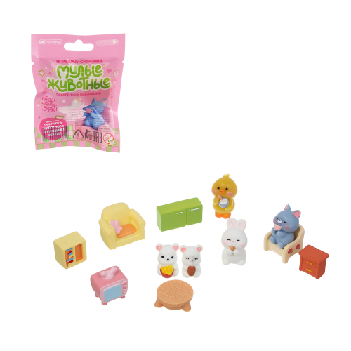Игрушка сюрприз "Милые животные", ИГРОЛЕНД, 2 штуки, полистоун