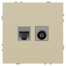 Розетка ЭРА Galaxy 15-3110-04 комбинированная RJ45+TV IP20 шампань | Эра Galaxy