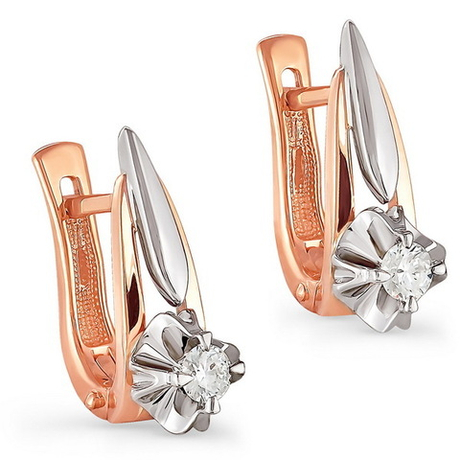 Серьги из золота 585 пробы с 2 Бриллиантами