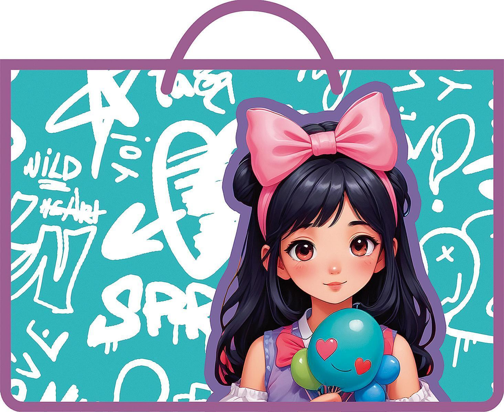 Папка А4 пластиковая, ручки-тесьма "Девочка на празднике 2025" (Пчёлка)