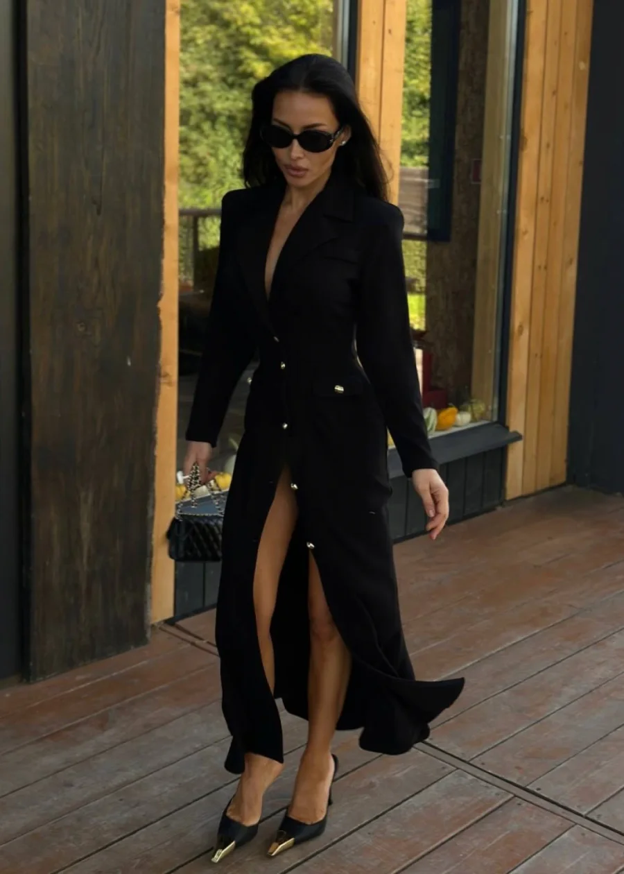 Платье "Four Seasons" с длинным рукавом, Черный