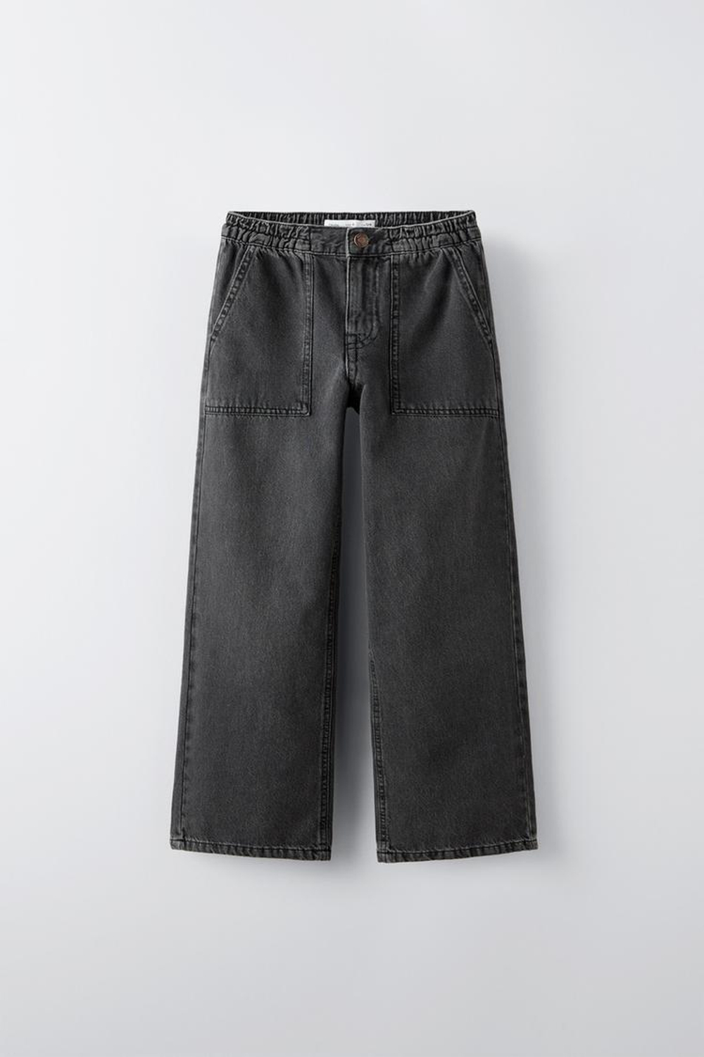 ZARA ДЖИНСЫ СТРУЯЩЕГОСЯ КРОЯ С КАРМАНАМИ, ЧЕРНЫЙ