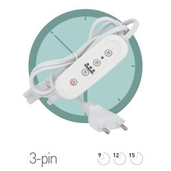 Таймер для светильника ЭРА FITO-LINETIME-3 pin (9/12/15 H)-GR с проводом 1,5 м