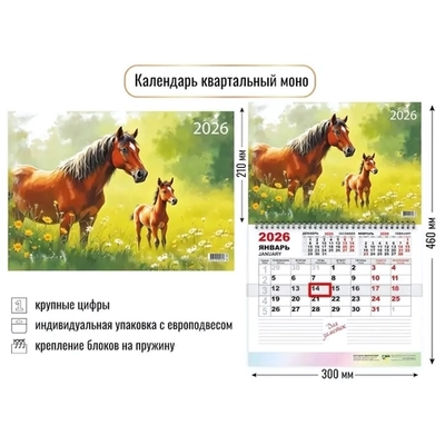 Календарь моно 2026 символ года