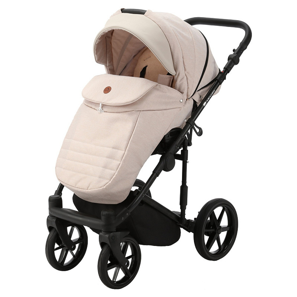 Детская коляска Adamex Amelia 2 в 1 AM243-TIP (СВ.БЕЖ.ТК.+СВ.БЕЖ.КОЖА)