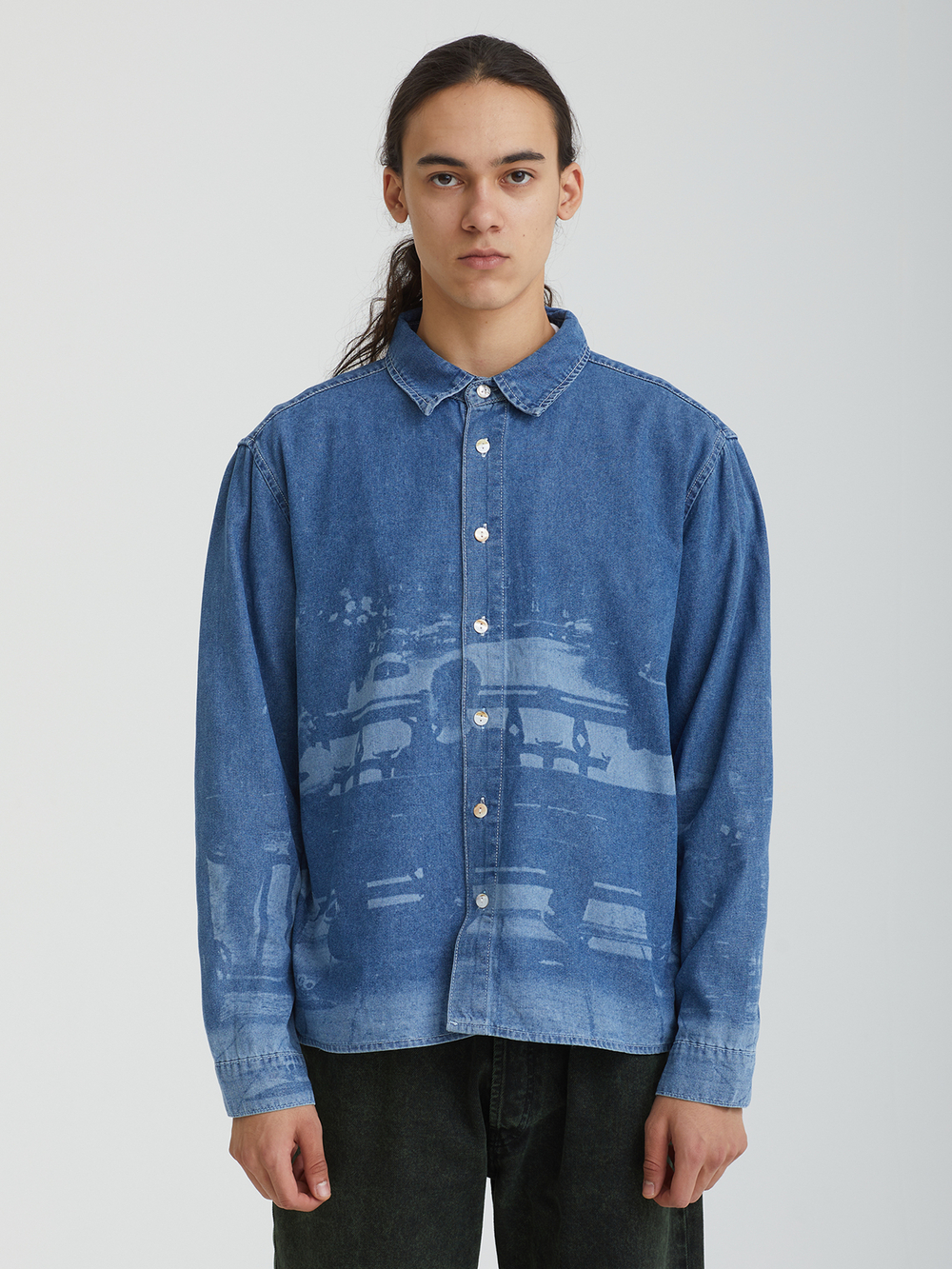 Мужская Рубашка Printed Denim