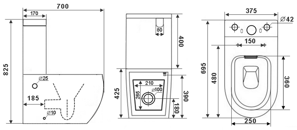 Унитаз Timo KULO TK-401 компакт, безободковый