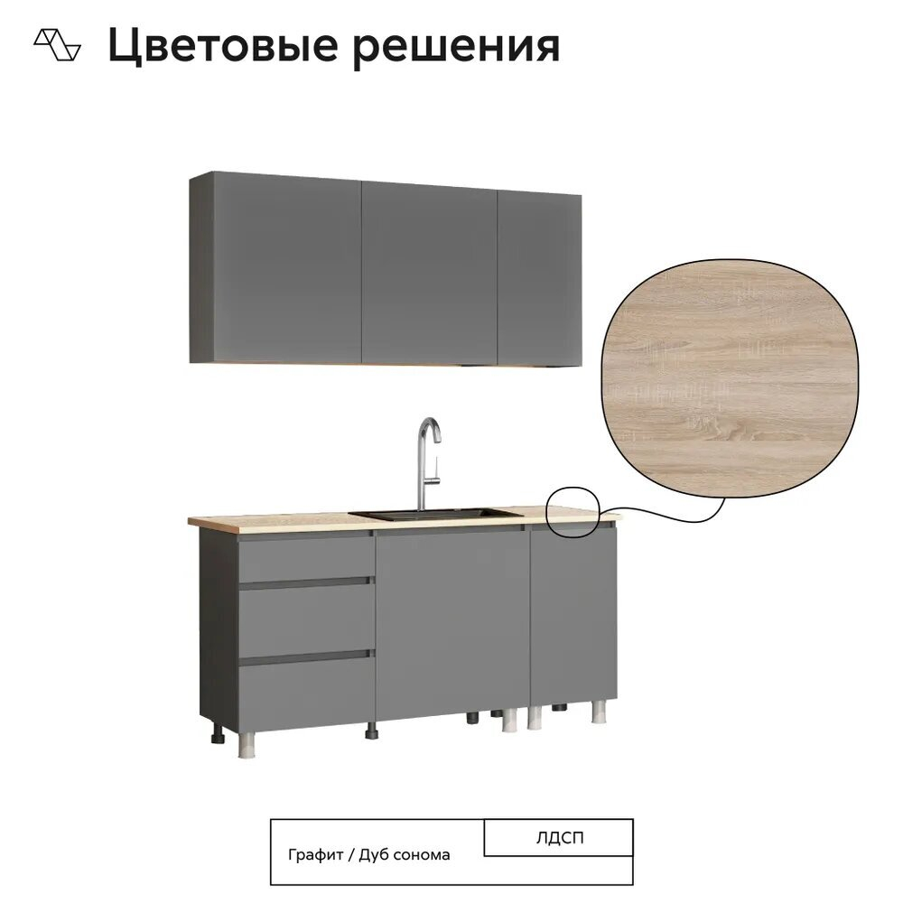 Кухня прямая Вито 1.6 м, материал лдсп