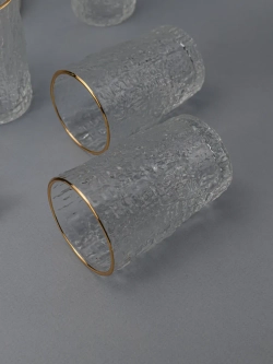 Набор бокалов с узором, 240 мл. 6 шт. С золотой каймой