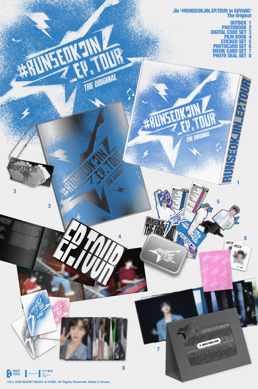 Сет Jin (BTS) - '#RUNSEOKJIN_EP.TOUR in GOYANG' The Original / Jin CHALLENGE BOOK]